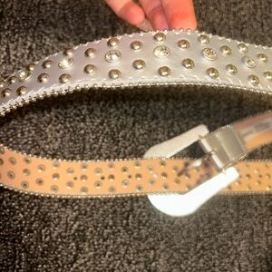white / silver bedazzled silver y2k belt #cowboy